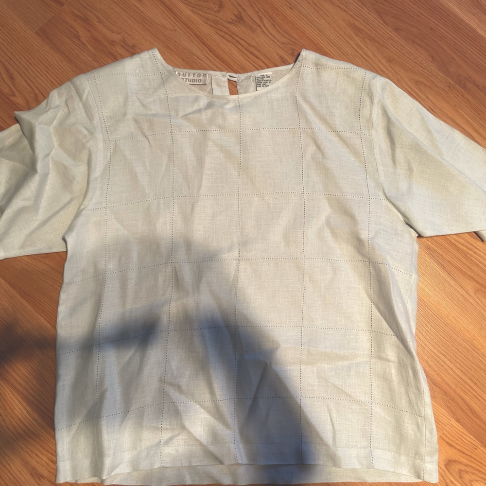 Sutton Studio Linen Blouse - Light Blue